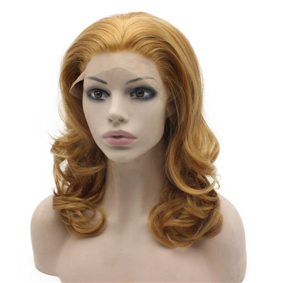 Ginger Blonde Curly Synthetic Lace Front Wig No Shedding