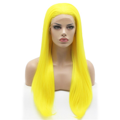 Yellow Natural Wavy  Synthetic Lace Front Wigs AM07-3300