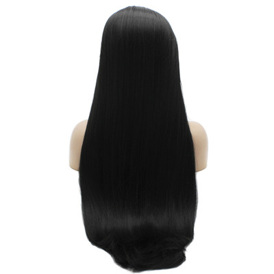 Silky Straight Black Synthetic Lace Front Wig Brand New