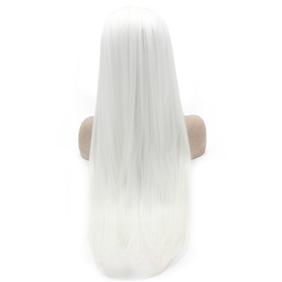 White / Pale Blonde Silky Straight Synthetic Lace Front Wigs Good Shape