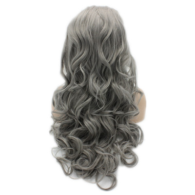 Gray Wavy Synthetic Lace Front Wig No Shedding