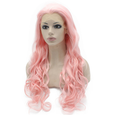 Pink Wavy Synthetic Lace Front Wig Fashion Color