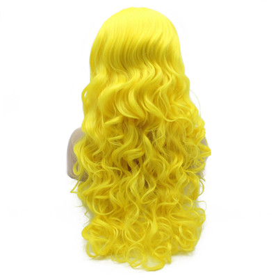 Yellow Curly Synthetic Lace Front Wig Soft Smooth