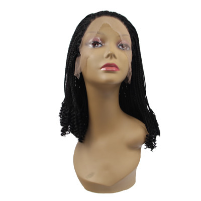 Black Box Braids with Curl Bottom Synthetic Braided Lace Front Wig For Black Wom