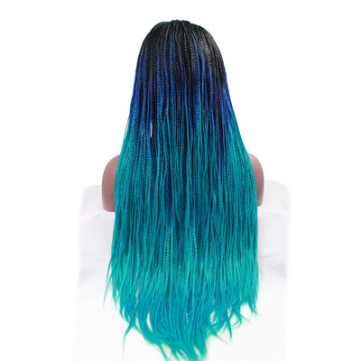 Blue Ombre Syntheticlace Front Box Braids , Colored Long African Braided Hair Wi