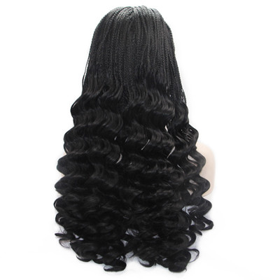 Black Box Braids Top with Wavy Bottom Synthetic Lace Front Wigs 