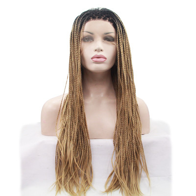 Ginger Blonde Ombre Synthetic Braided Wigs No Tangle 