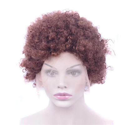 Red Afro Curl Full Lace Human Hair Wigs 100% Indian Remy Hair 