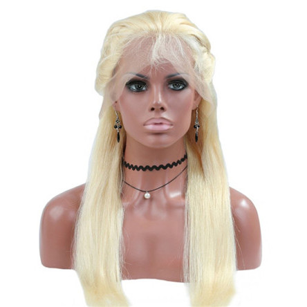 Blonde / 613 Color Silky Straight Brazilian Virgin Human Hair Full Lace Wigs 