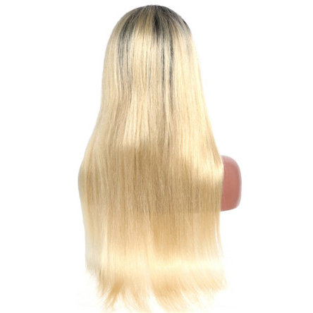 Ombre 1B/613 Silky Straight Brazilian Virgin Human Hair Full Lace Wigs 