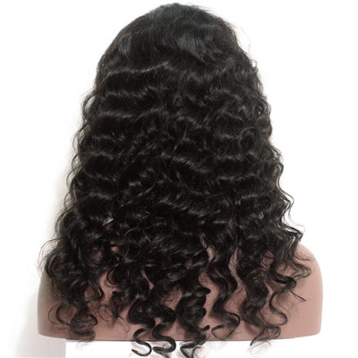 Natural Black Brazilian Virgin Remy Human Hair Lace Front Wigs Deep Wave