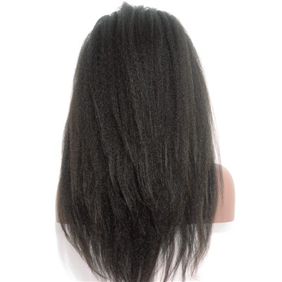 Natural Color Brazilian Virgin Human Hair  Kinky Straight Lace Front Wigs No She