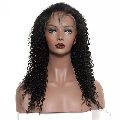 Kinky Curly Brazilian Remy Human Hair Lace Front Wigs with Natural Color 
