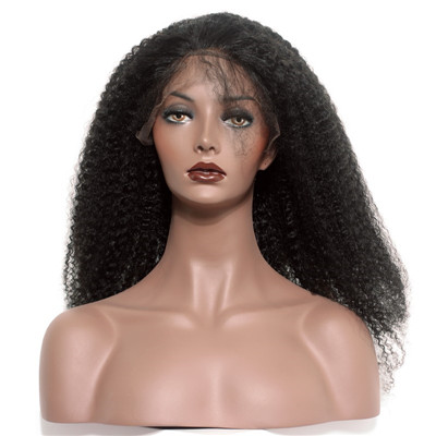 Afro Kinky Curly Brazilian Virgin Human Hair Lace Front Wigs Natural Hairline