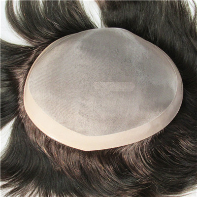 Fine Mono with Pu Coated all around perimeter 100% Human Hair Toupee for Men's H