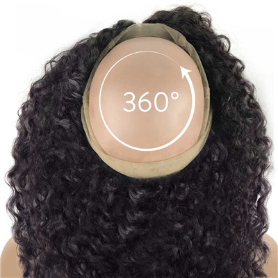 Black Women Curly 360 Lace Frontal Wig , 100% Indian Remy 360 Swiss Lace Frontal