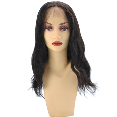 Customized Light Wavy 360 Lace Frontal Wig Natural Black 100% Mongolian Remy Hai