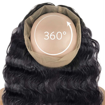 100% Indian Remy 360 Lace Frontal Wig Human Hair for Black Women Wavy Style