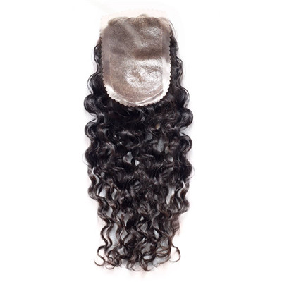 Virgin Remy Hair Lace Frontal Closure / Female Hair Toppers Skin Base Kinky Curl