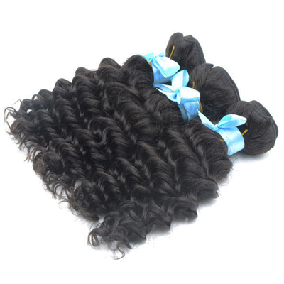 100% Malaysian Remy Unprocessed Human Hair Weave Bundles Deep Wave Natural Black