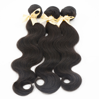 Black Unprocessed Human Hair Weave , 100% Peruvian Body Wave Hair Bundles