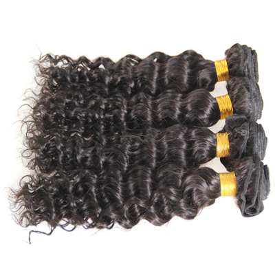 Non Remy Human Hair Weft Hair Extensions Deep Wave 4 Bundles No Tangle