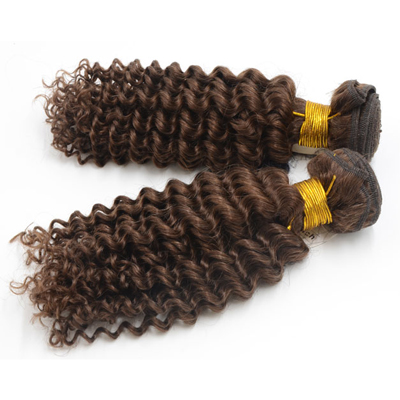 Kinky Curly 100% Mongolian Remy Hair Extensions , Weft Dark Brown Hair Extension