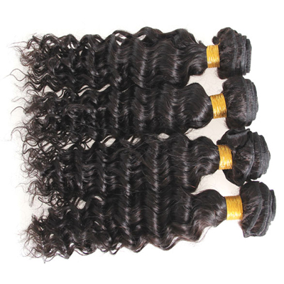 Non Remy Human Hair Weft Hair Extensions Deep Wave 4 Bundles No Tangle