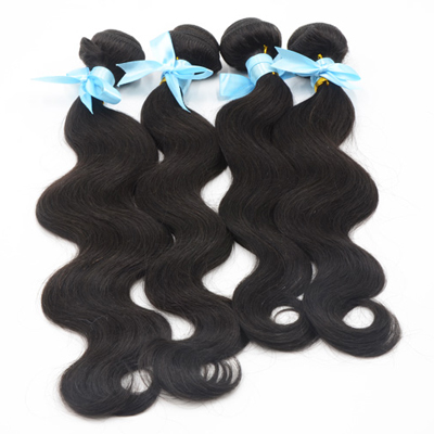 Curly Malaysian Virgin Hair Extensions Body Wave Bundles Natural Black Color