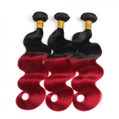Body Wave 1B Red Ombre Human Hair Extensions , 8A Chinese Human Hair Weave