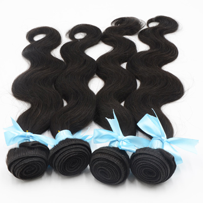 Curly Malaysian Virgin Hair Extensions Body Wave Bundles Natural Black Color