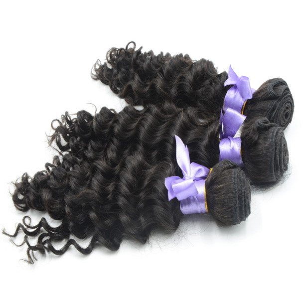 Grade 8A Brazilian Weft Hair Extensions , Deep Wave Curly Human Hair Extensions