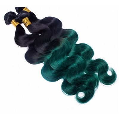 Culy Black to Green Ombre Human Hair Extensions With 100% Brazilian Human Hair