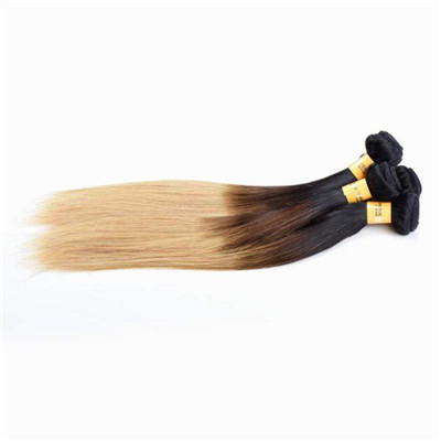 8A Silky Straight Long Ombre Human Hair Extensions with Black Brown Blonde 3 Col
