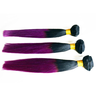 Purple Ombre Hair Extensions Human Hair , Straight Ombre Remy Hair Extensions