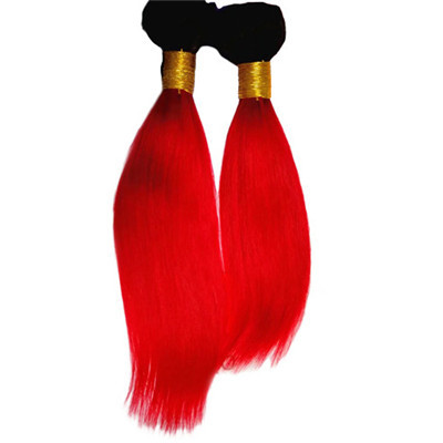 Red Mongolian Human Hair Extensions , Straight Colorful Ombre Hair Extensions