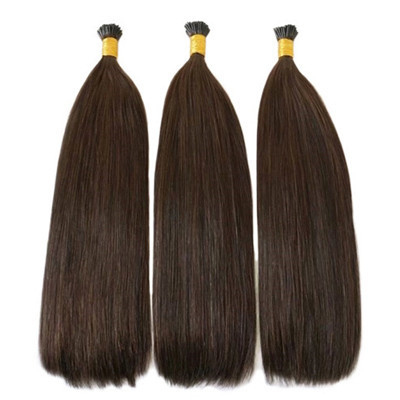 Mongolian Remy Brown Colored Human Hair Extensions I Tip 20 inch No Lice