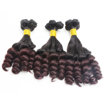 Burgundy Ombre Hair Extensions Weft , Aunty Funmi Ombre Brazilian Hair Bundles