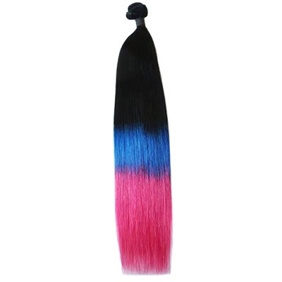 Purple Red Black Ombre Human Hair Extensions Weft Mink 100% Chinese Virgin Hair