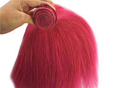 Red Straight Long Human Hair Extensions , No Smell Machine Weft Hair Extensions