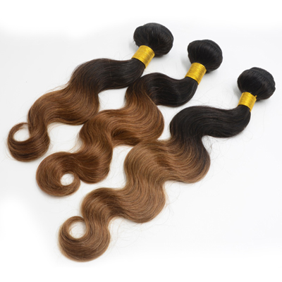 Colored 100% Remy Ombre Human Hair Extensions , Malaysian Body Wave Hair Extensi