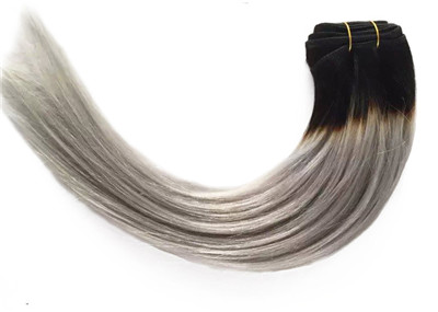 100% Non Remy Colored Human Hair Extensions With Gray Dark Roots 6A Grade