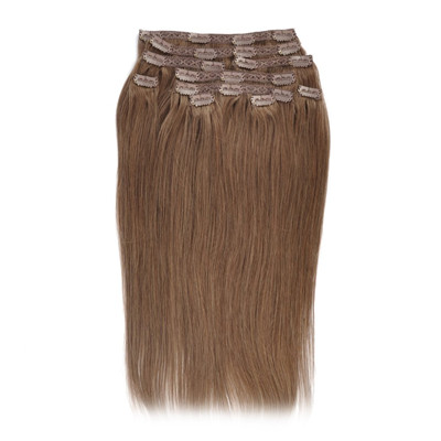 Silky Straight Mongolian Clip In Extensions Human Hair Light Brown No Shedding