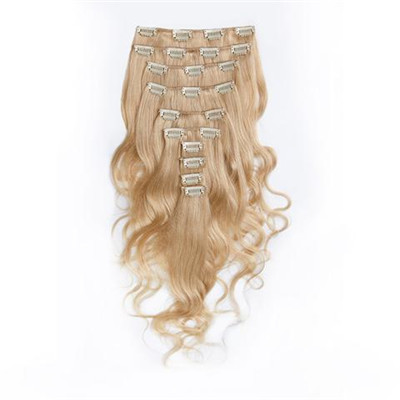 Bleach Blonde Long Clip in Indian Virgin Hair Extensions Body Wave for Black Wom