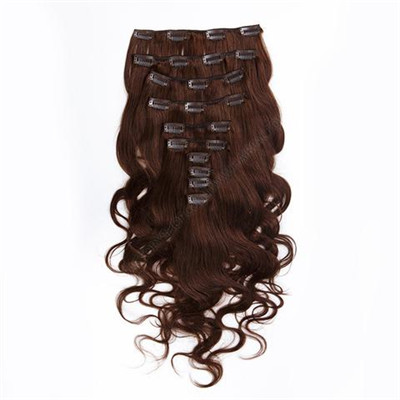 Brown Clip in Human Hair Extensions Indian Virgin Remy Hair for Black Women Body
