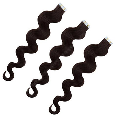 100% Mongolian Remy Tape In Human Hair Extensions Seamless Jet Black Body Wave