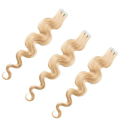 Real 613 Blonde Tape In Human Hair Extensions 18 Inch Body Wave Seamless