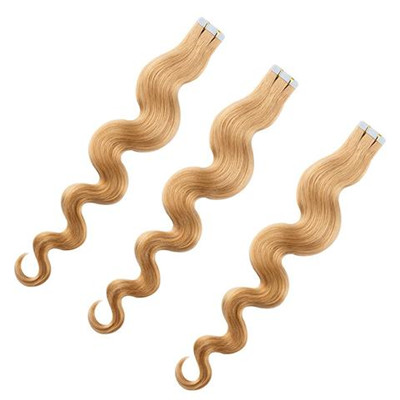 Ginger Blonde Mongolian Remy Hair Extensions , Seamless Tape In Hair Extensions