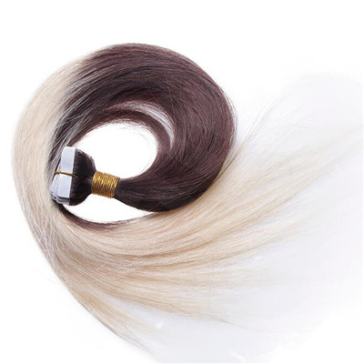 Brown Blonde Tape In Human Hair Extensions Ombre Mongolian Remy Human Hair