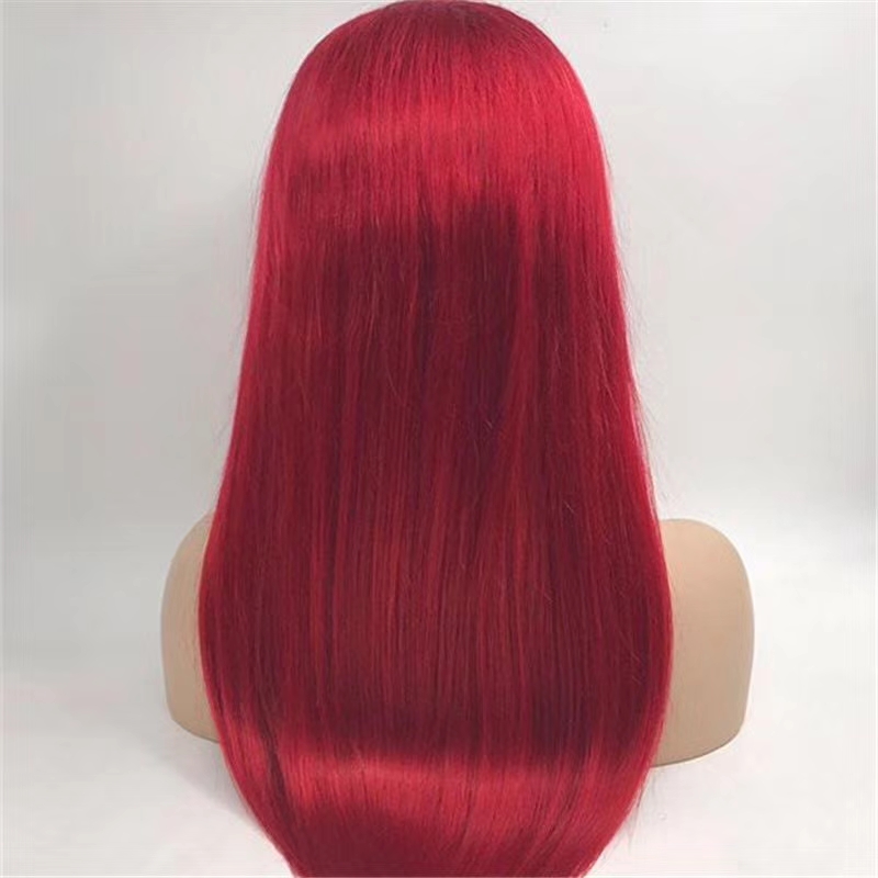 Red with Dark Roots Colored Human Hair Lace Front Wigs Hot Sale
